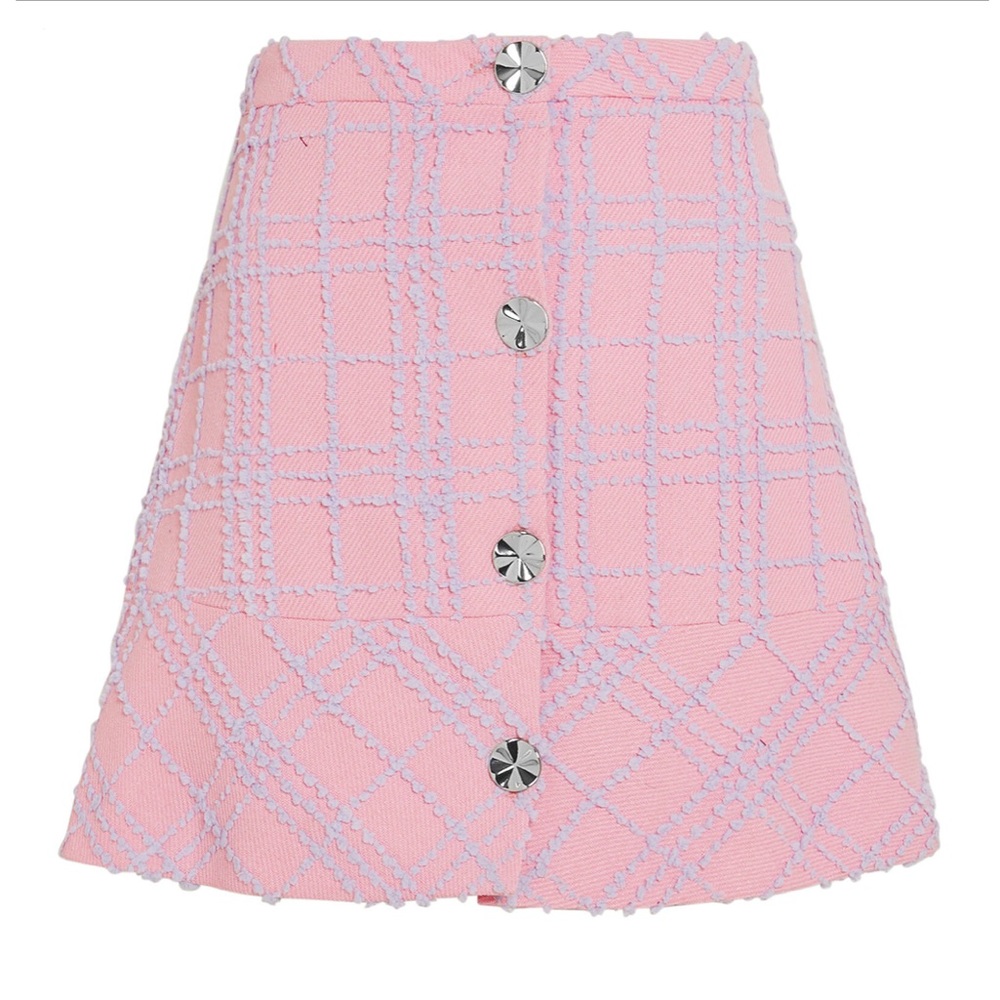 INTERMIX Pink Plaid Mini Skirt